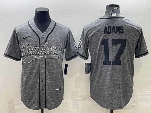 Mens Las Vegas Raiders #17 Davante Adams Gray With Patch Cool Base Stitched Baseball Jersey